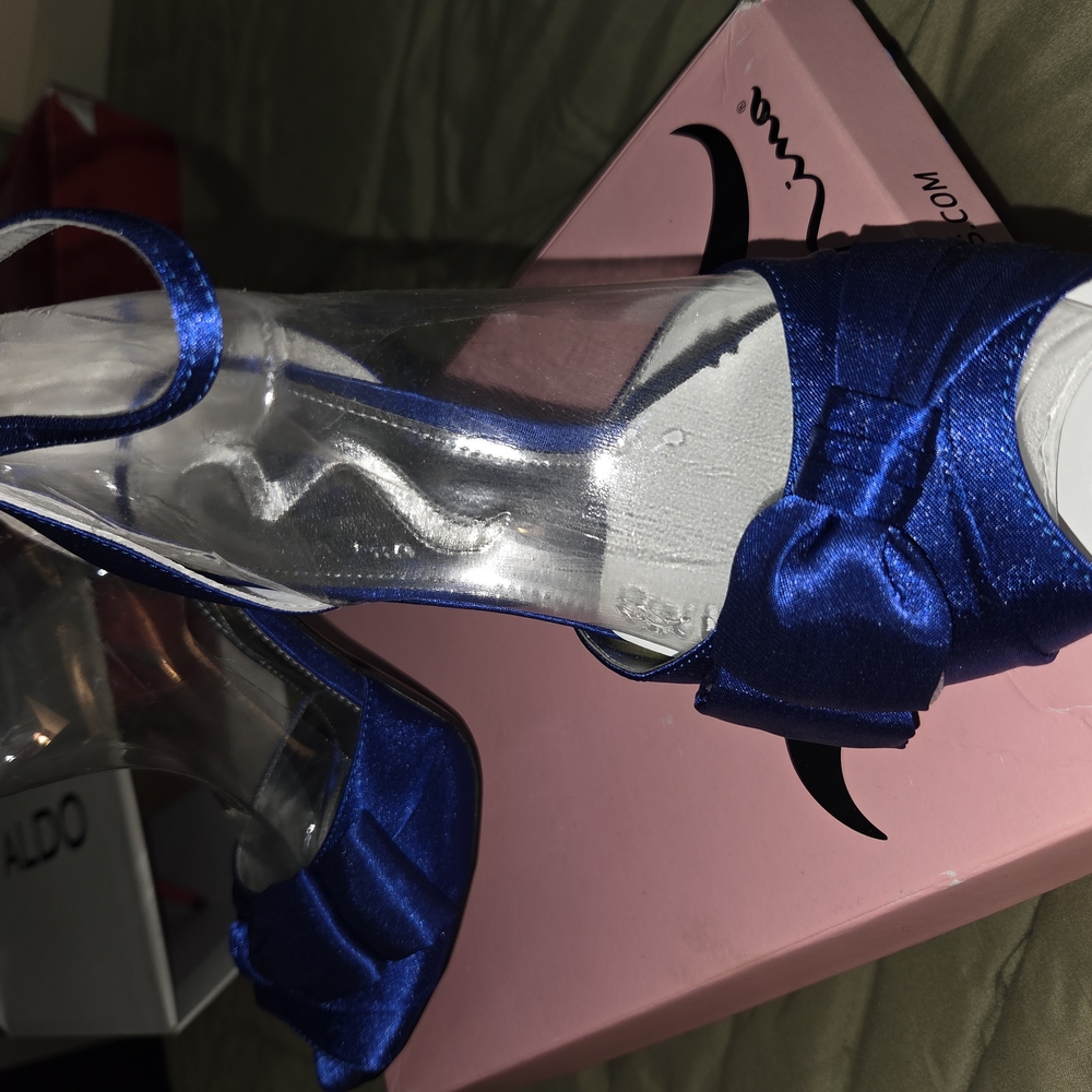 Elegant Blue Satin Women's Heels